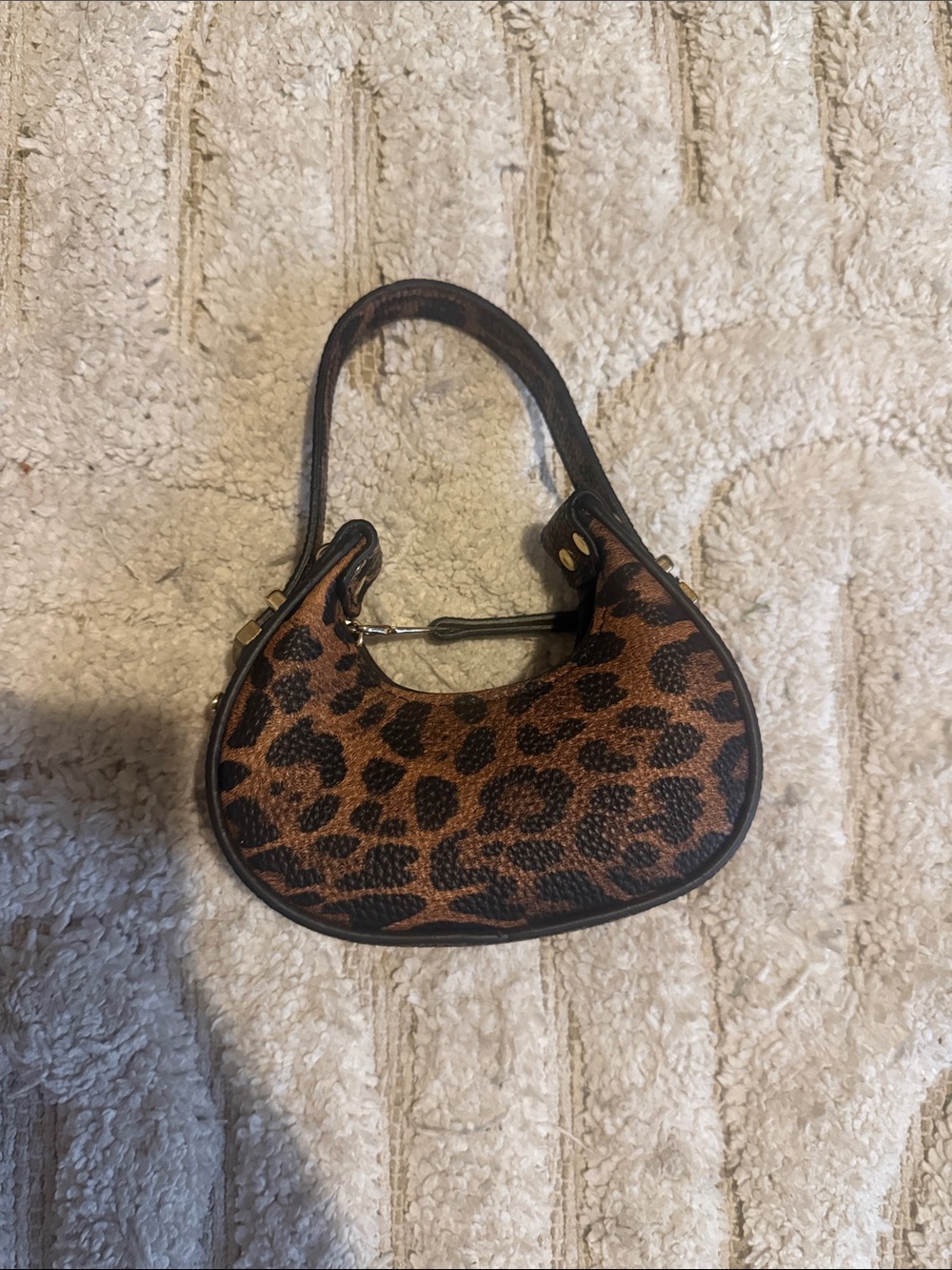 Leopard Print Mini Shoulder Bag - Brown